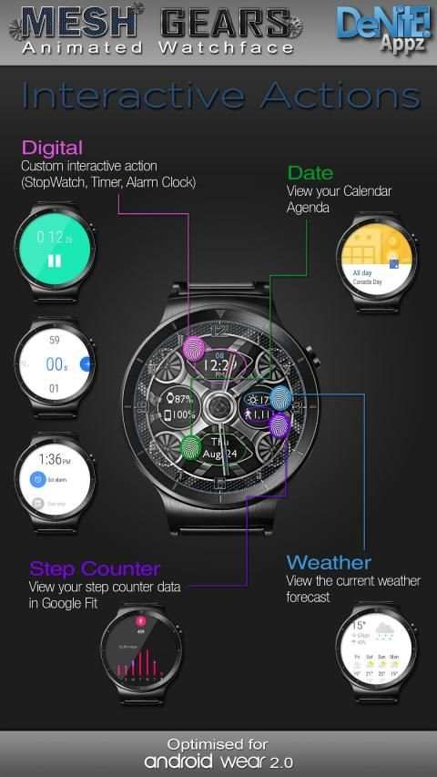 Mesh Gears HD Watch Face Widget & Live Wallpaper स्क्रीनशॉट 28