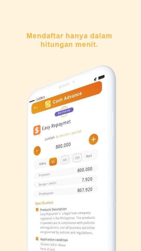Cash Advance – Pinjam uang secara online screenshot 1