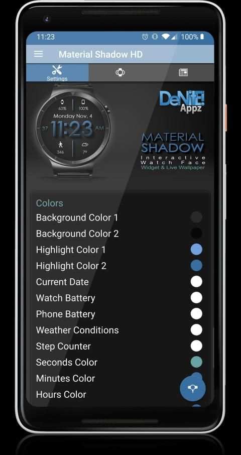 Material Shadow HD WatchFace Widget Live Wallpaper screenshot 12