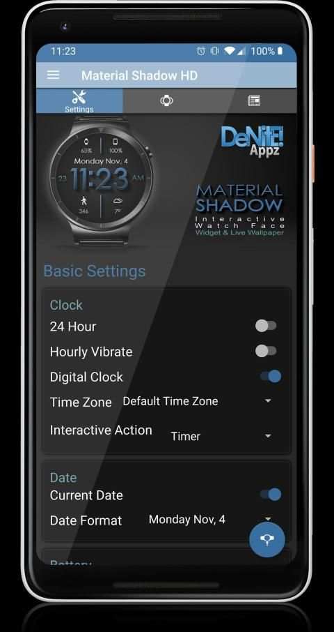 Material Shadow HD WatchFace Widget Live Wallpaper screenshot 13