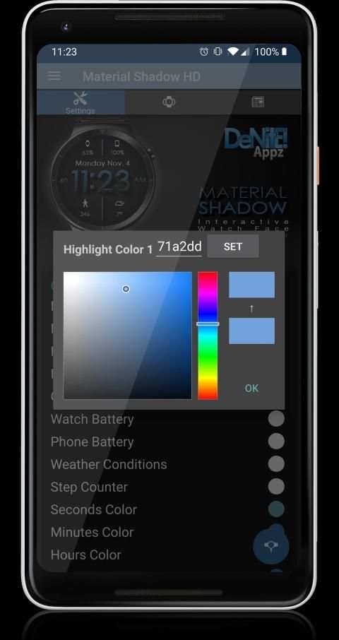 Material Shadow HD WatchFace Widget Live Wallpaper screenshot 11