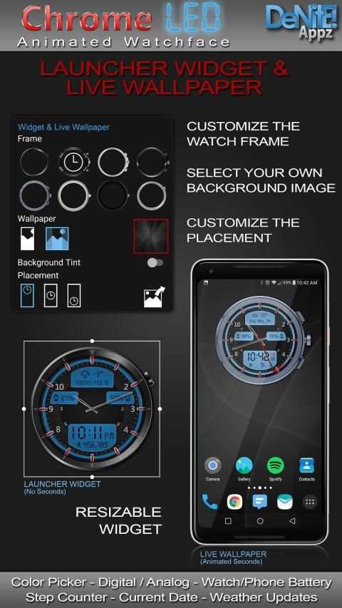 Chrome LED HD Watch Face Widget & Live Wallpaper screenshot 15