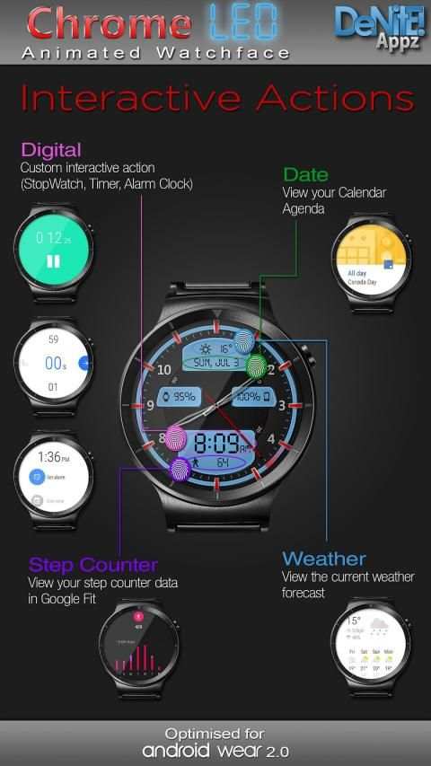 Chrome LED HD Watch Face Widget & Live Wallpaper screenshot 14