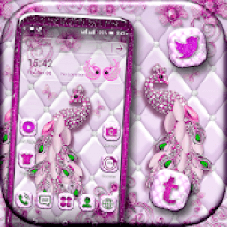 ikon Pink Peacock Diamond Launcher Theme
