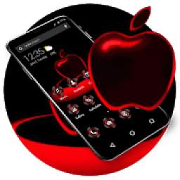 Red Neon Apple Dark APUS Launcher Theme