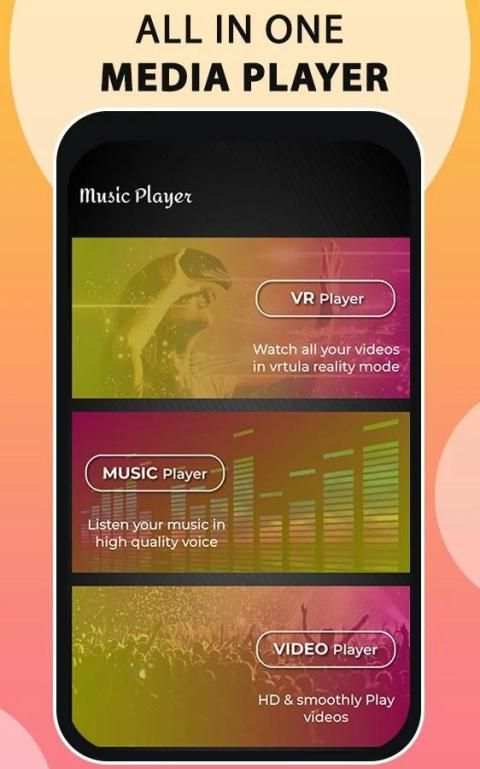 Media Player - Audio Video Player with VR Player स्क्रीनशॉट 1