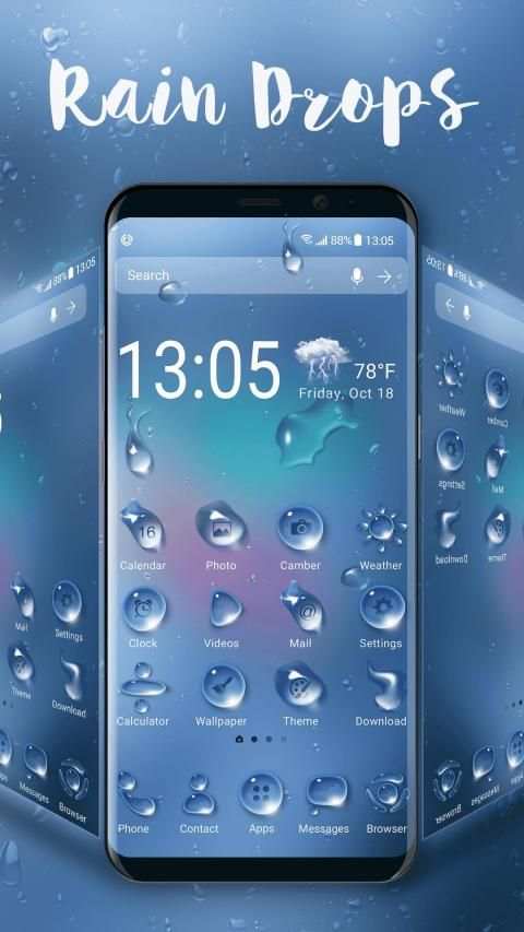 2019 Raindrops Launcher Theme स्क्रीनशॉट 8