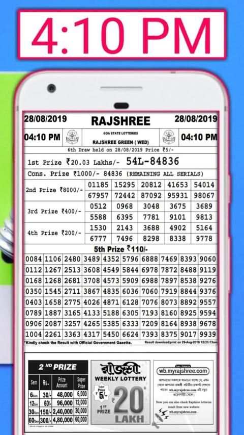Goa Rajshree Lottery Result स्क्रीनशॉट 3