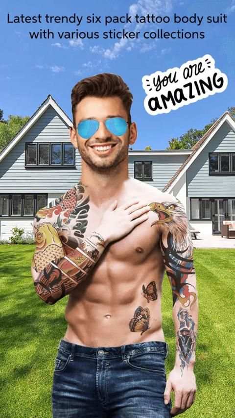 Six Pack Tattoo Body Style Photo Maker screenshot 1