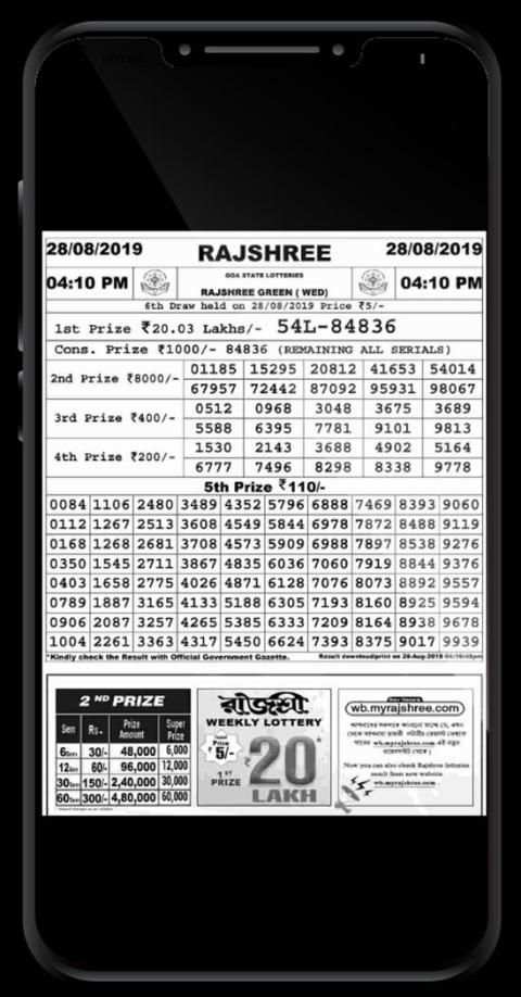 Rajshree Lottery Result screenshot 2