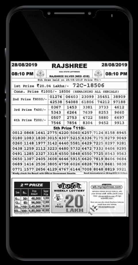 Rajshree Lottery Result screenshot 1