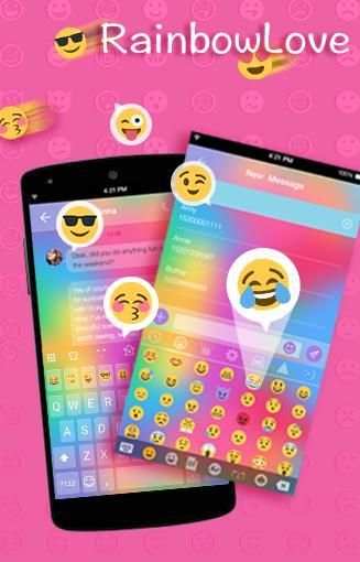Rainbow Love - Emoji Keyboard with Call Screening स्क्रीनशॉट 3