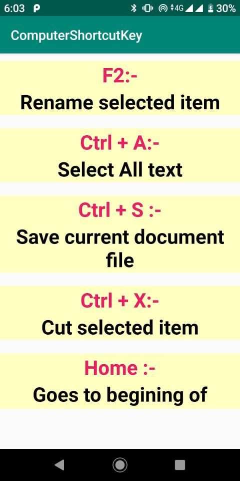 Computer Shortcut Key - Keyboard Shortcut Offline screenshot 1