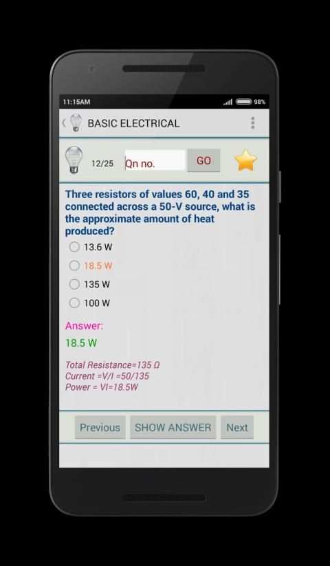 Basic Electrical Quiz (MCQ) screenshot 5
