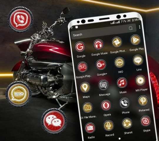 Red Bike Launcher Theme स्क्रीनशॉट 2