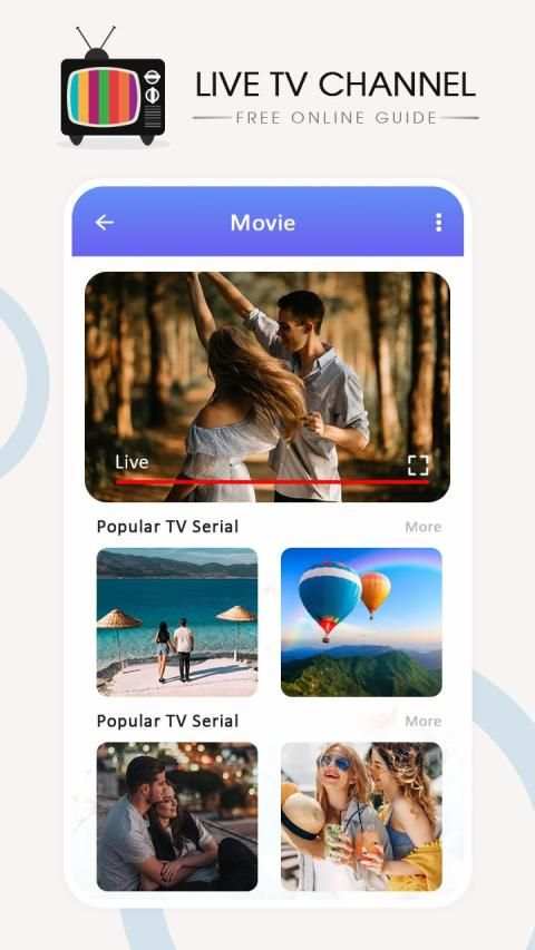 Live TV Channel Free - Live TV Show, Movie Guide स्क्रीनशॉट 1