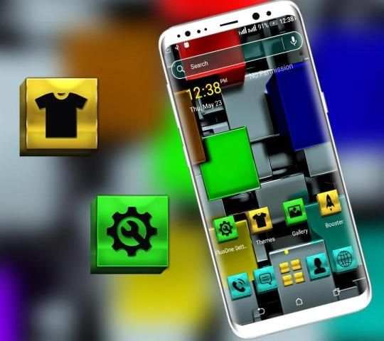 Colorful Metal Cube Launcher Theme स्क्रीनशॉट 2
