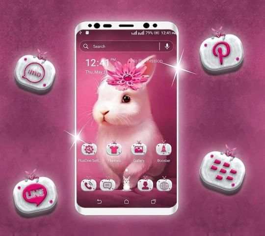 Cute Bunny Launcher Theme स्क्रीनशॉट 1