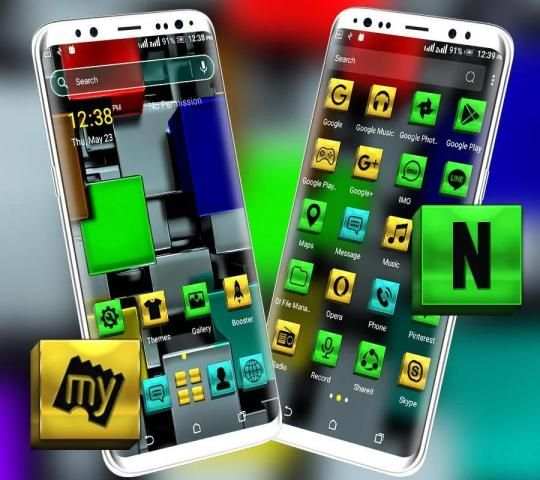 Colorful Metal Cube Launcher Theme स्क्रीनशॉट 3