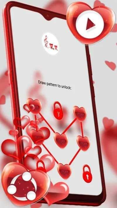 Red Glass Heart Launcher Theme स्क्रीनशॉट 2