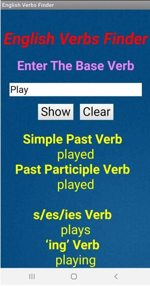 English Verbs Finder screenshot 2