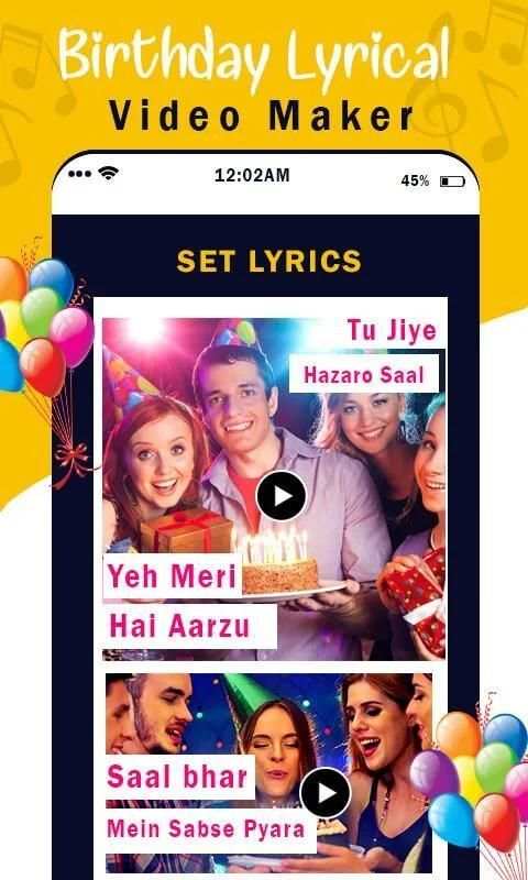 Birthday Lyrical Video Maker स्क्रीनशॉट 1