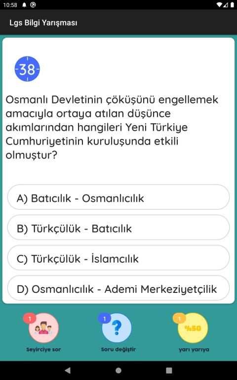 Lgs Tüm Dersler Bilgi Yarışması 8. Sınıf testleri screenshot 3
