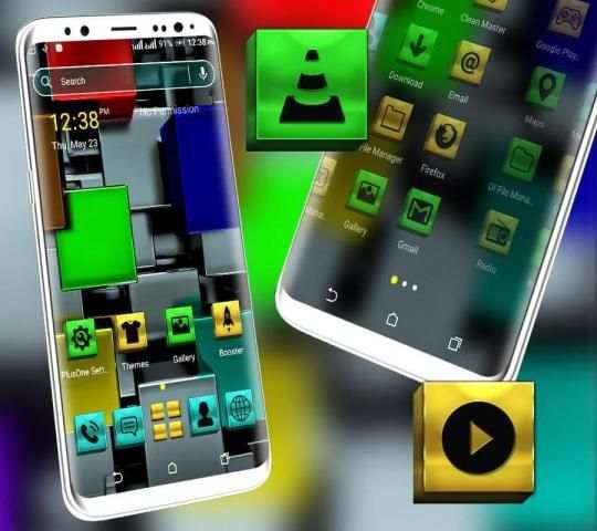 Colorful Metal Cube Launcher Theme स्क्रीनशॉट 1
