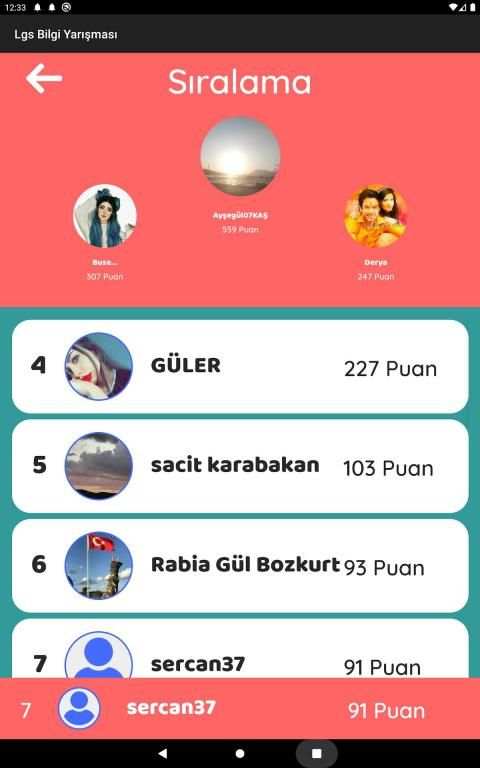 Lgs Tüm Dersler Bilgi Yarışması 8. Sınıf testleri screenshot 11