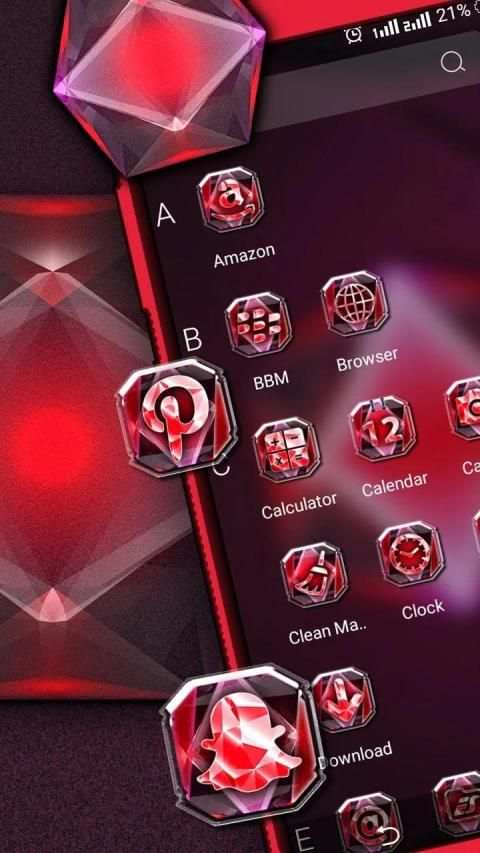 Red Diamond Launcher Theme screenshot 3