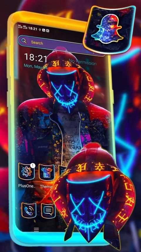 Neon Mask Man Launcher Theme screenshot 4