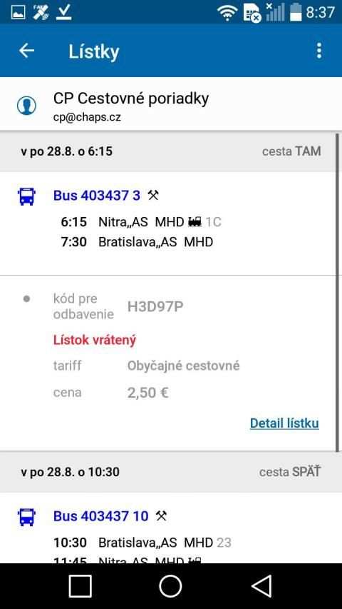Cestovné poriadky CP screenshot 2
