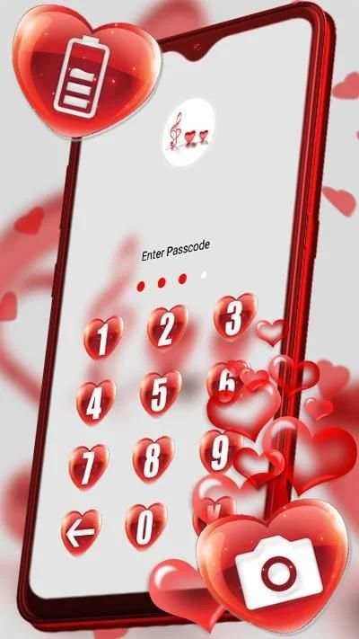 Red Glass Heart Launcher Theme स्क्रीनशॉट 1