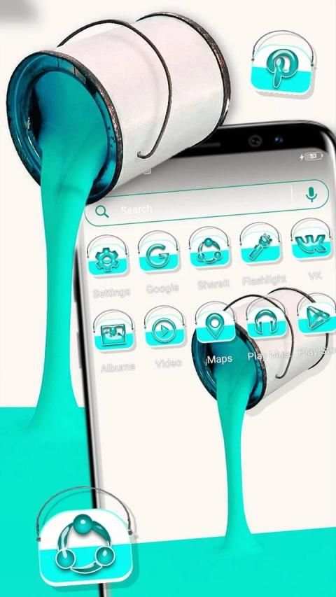 Cyan Paint Box Launcher Theme screenshot 1