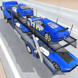 City Police Car Transporter Truck: Trailer Driving