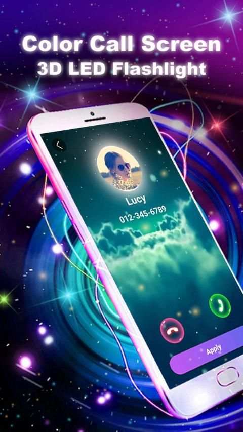 Color Call Screen - 3D LED Flashlight screenshot 2