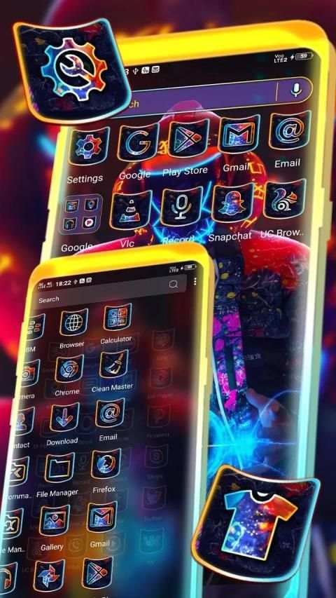 Neon Mask Man Launcher Theme screenshot 2