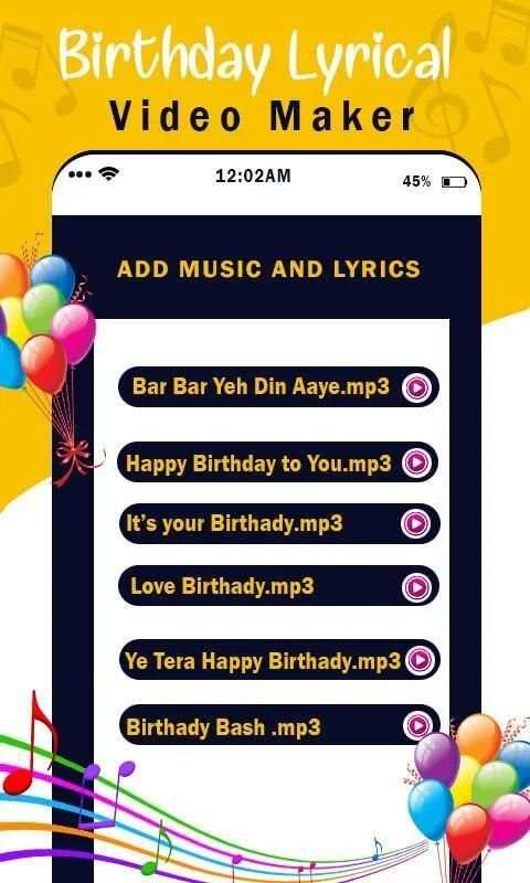 Birthday Lyrical Video Maker स्क्रीनशॉट 3