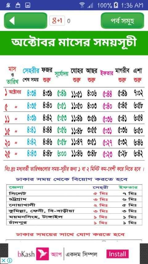 নামাজ ও রোযার স্থায়ী timetable ~ namaj time bd स्क्रीनशॉट 2