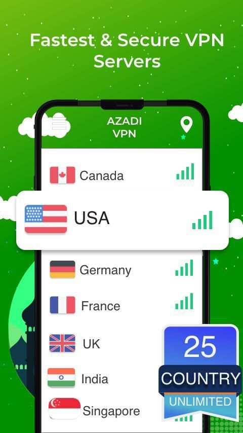 Azadi VPN - Free, Fast & Secure VPN Proxy स्क्रीनशॉट 2