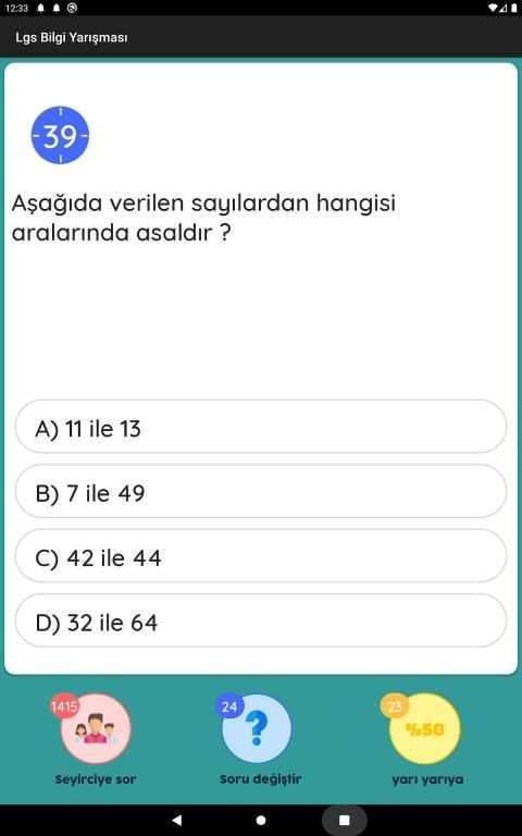 Lgs Tüm Dersler Bilgi Yarışması 8. Sınıf testleri screenshot 9