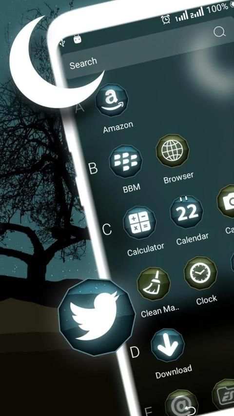 Moon Night Launcher Theme स्क्रीनशॉट 3