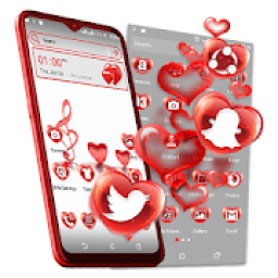 Red Glass Heart Launcher Theme आइकन