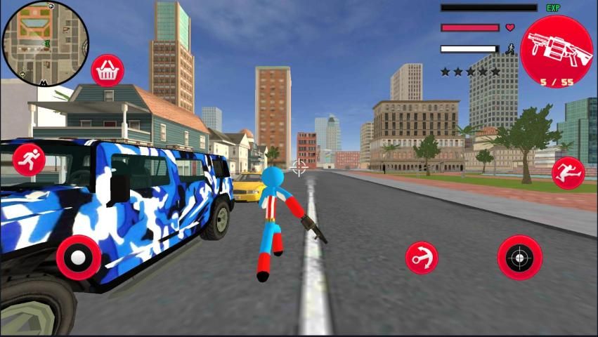 US Bat Capitaine american Stickman Rope Hero स्क्रीनशॉट 2