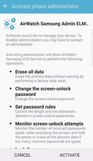 AirWatch Samsung ELM Service screenshot 4