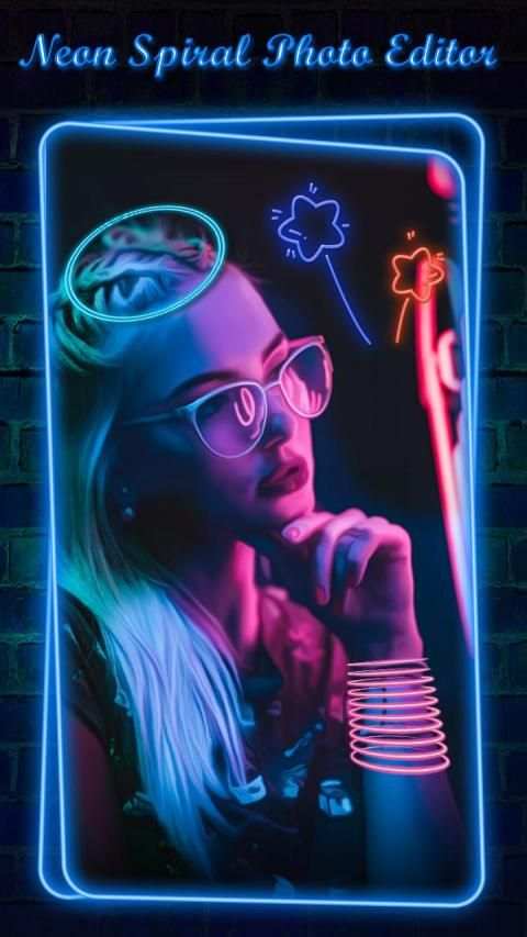 Neon Spiral Photo Editor - Light Neon Crown Camera screenshot 4