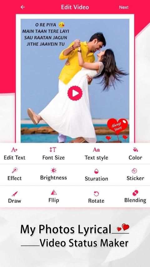 Photo Lyrical Video Status Maker स्क्रीनशॉट 3