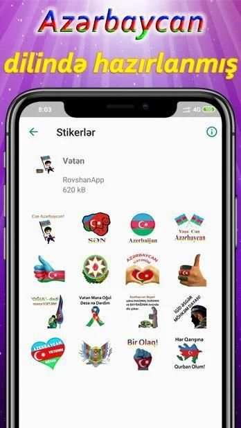 Menim Stikerim - Azerbaijan Stickers for WhatsApp screenshot 2