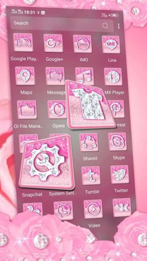 Pink Flower Diamond Launcher Theme screenshot 4