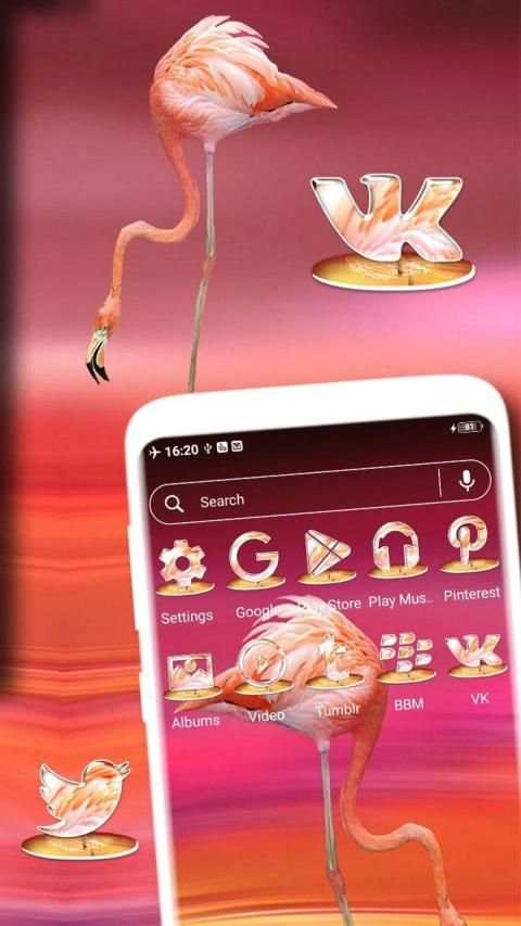 Pink Flamingo Launcher Theme screenshot 1
